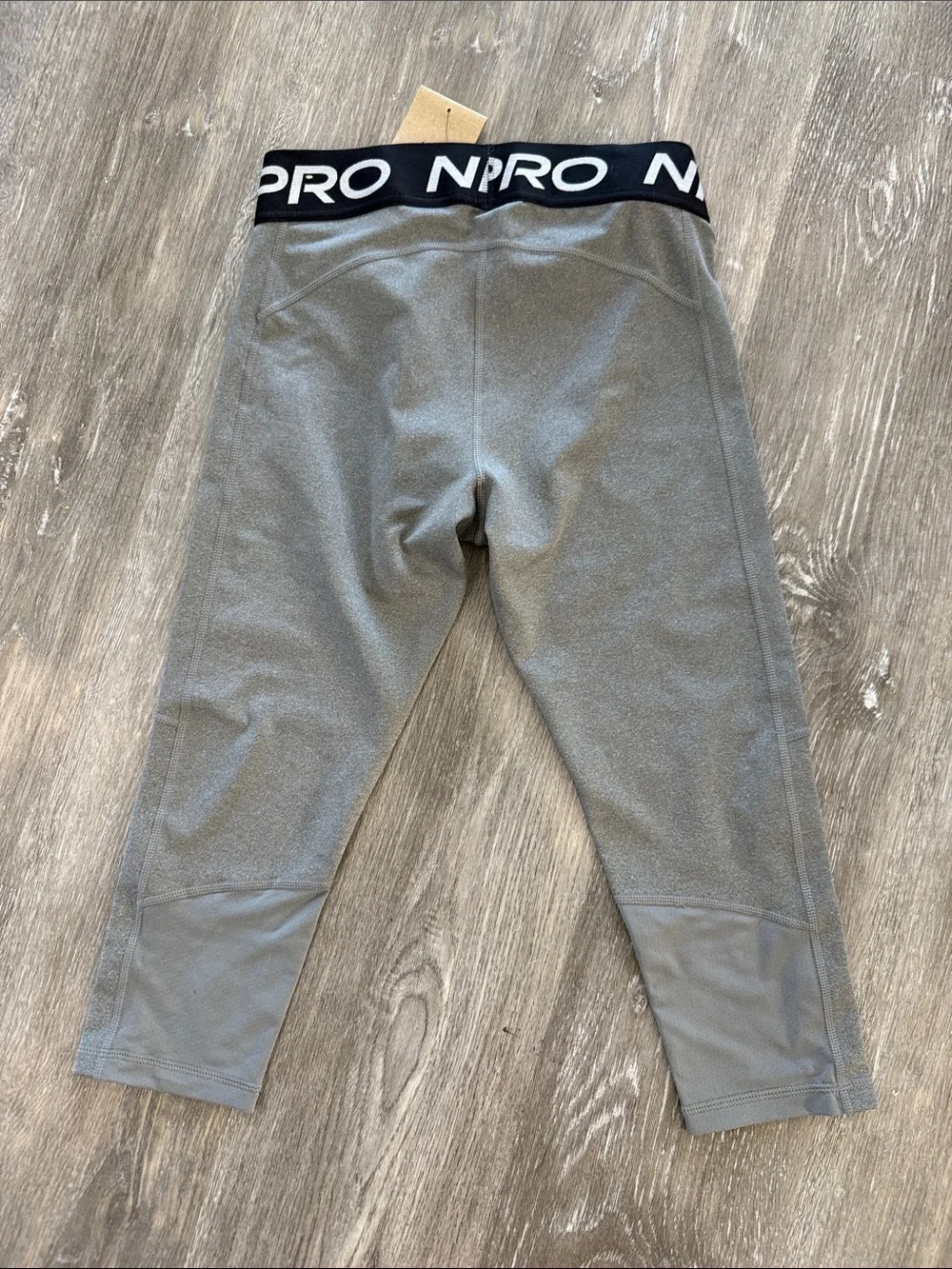 Nike Kids Gray & Black Logo Waistband Leggings